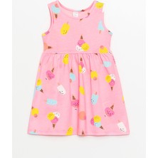 Lc Waikiki Yeni Sezon Bisiklet Yaka Baskılı Kız Bebek Elbise