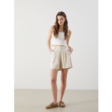 Lc Waikiki Yeni Sezon Loose Fit Keten Karışımlı Kadın Şort