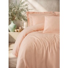 SHC4200 Plaid Çift Kişilik Nevresim Takımı Somon