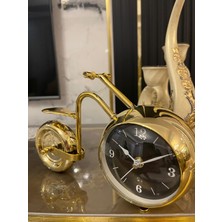 Sleep Nova Altın Renk Modern Dekoratif Bisiklet Masa Saati