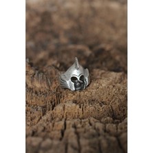 Pazarcan Ayarlanabilir Miğferli Kuru Kafa Tasarımlı Erkek Yüzük