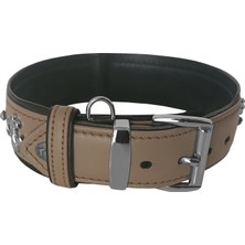 SHC4200 Taşlı ve Aynalı Köpek Boyun Tasması 49-55 cm Large Taba