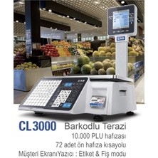 CAS CL3000 Barkodlu Terazi 10.000 PLU Hafızası ve 72 Ön Hafıza Kısayolu ile Yüksek Kapasite