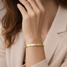 Yush Aksesuar Vida Desenli Taşlı Çelik Kelepçe Bileklik