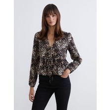 Lc Waikiki Yeni Sezon V Yaka Leopar Desenli Bluz