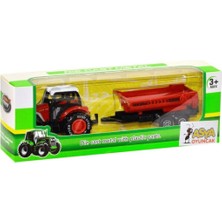 Marka Asya Oyuncak 18 cm Römorklu Metal Traktör 955-167-KIRMIZI
