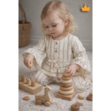 Baby Hola Volan Kollu Simli Müslin Kız Bebek Üst ve Pantolon Ikili Set Takım Babyhola 2011