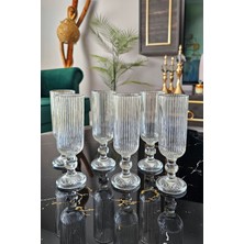 Gülümseten Avm 6 Lı Origami Çizgili Ayaklı Kahve Yanı Su Bardağı | Çizgili Meşrubat Bardağı | Ayaklı Sunum Bardağı - Beyaz