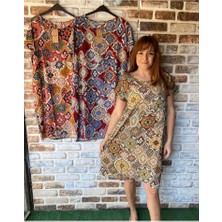 Kısa Kollu Desenli Günlük Elbise