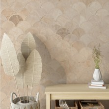 Arkhearts Mira – Bej Tonlu Taş Dokulu Yarım Daire Desenli Kendinden Yapışkanlı Duvar Kağıdı