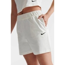 Nike Sportswear Essential Loose Fit Jersey Shorts Bol Kesim Ağır Modal Kadın Şort Beyaz Krem