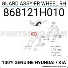 TŞT Kia Ceed Ön Çamurluk Davlumbazı Sağ 2007 2010- (Oem No:  868121H010)