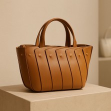NOÁ Sculpted Tan Mini Tote Kadın El ve Omuz Çantası – Taba