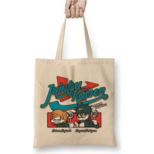 Toyaso Jujutsu Kaisen Pinpon Megumi Beyaz Bez Çanta Uzun Saplı Alışveriş Çantası Plaj Çantası