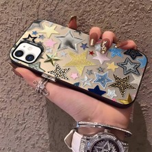 HONTINGA iPhone 11 13 iPhone 12 Pro Uyumlu Kılıfı Silikon Kenar Sert Arka Düşüme Önleyici Basitlik Anti Düşme Kamera Korumali Yıldız Desen Telefon Kılıfı K1-0451