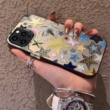 HONTINGA iPhone 15 Pro Max 15 Plus Uyumlu Kılıfı Silikon Kenar Sert Arka Düşüme Önleyici Basitlik Anti Düşme Kamera Korumali Yıldız Desen Telefon Kılıfı K1-0451