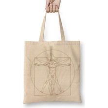 Toyaso Dragon Ball Z Vitruvian Goku Beyaz Bez Çanta Uzun Saplı Alışveriş Çantası Plaj Çantası