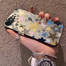 HONTINGA iPhone 7 8 Se 2022 2020 Uyumlu Kılıfı Silikon Kenar Sert Arka Düşüme Önleyici Basitlik Anti Düşme Kamera Korumali Yıldız Desen Telefon Kılıfı K1-0451