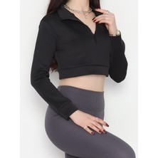 f.kereci Kadın Scuba Yarım Fermuarlı Dar Kalıp Sweatshirt
