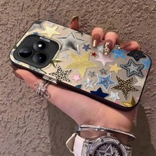 HONTINGA Realme C55 C53 C51 Uyumlu Kılıfı Silikon Kenar Sert Arka Düşüme Önleyici Basitlik Anti Düşme Kamera Korumali Yıldız Desen Telefon Kılıfı K1-0451