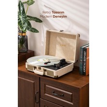 Fressi Retro Ahşap Görünümlü Bluetooth USB Özellikli Pikap FR-P101