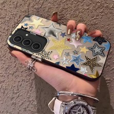 HONTINGA Samsung Galaxy S24 Ultra Plus S24 Fe 5g Uyumlu Kılıfı Silikon Kenar Sert Arka Düşüme Önleyici Basitlik Anti Düşme Kamera Korumali Yıldız Desen Telefon Kılıfı K1-0451