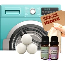 Topimania 3 Adet Xxl Doğal Yerli Üretim Çamaşır Yün Kurutma Topu 2 Adet 10 ml Esans - Kurutma Makinesi Için