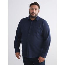 Lc Waikiki Uzun Kollu Dokulu Erkek Gömlek Klasik Stil Lacivert Renk 6XL Beden