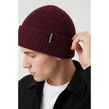 Allunique Unisex Bordo Yün Kaşmir Karışımlı Bere