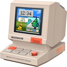 Divoom Minitoo Bluetooth Hoparlör, Kablosuz, Piksel Ekranlı Retro Taşınabilir Ses Bombası, Beyaz