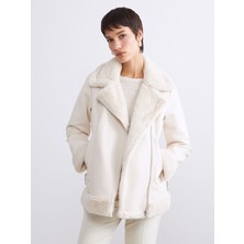 Lc Waikiki Yeni Sezon Biker Yaka Kadın Deri Görünümlü Mont