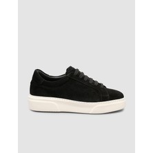 Cabani %100 Hakiki Süet Siyah Kürk Astarlı Bağcıklı Sneaker Ayakkabı