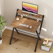 Ayz Bodo Metal Ayaklı Laptop Masası Katlanır Çalışma Masası Raflı Masa Katlanır Laptop Sehpası Siyah - Çam