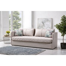 Meşe Home Siesta Fonksiyonel Kanepe Koltuk Metal Bazalı Yataklı Süngerli Bej Plastik Ayaklı