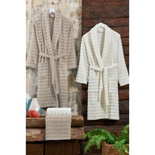 Elart Soft Bornoz Aile Seti Hamam Seti 4 Parça (70X135 Cm) Bej-Krem