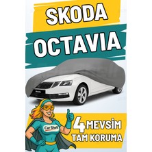 Car Shell Skoda Octavia Uyumlu Araba Brandası Su ve Güneş Geçirmez Çizilmez Miflonlu Örtü Oto Örtü