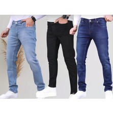 Pantolon Dünyası Erkek Likralı Kot Pantolon Üç Adet Üç Renk