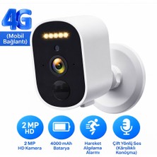 Qasul 4g Sım Kartlı Kablosuz Güvenlik Kamerası – Şarjlı, Gece Görüşlü Hareket Algılama, Çift Yönlü Ses