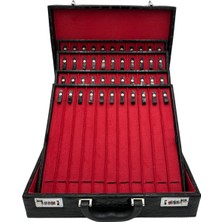 Tesbih Çantası 44 Lü Lüks Şifreli Rugan Deri Siyah Içi Kırmızı