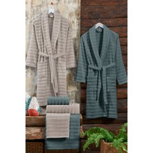 Elart Soft Bornoz Aile Seti 6 Parça (70X135 Cm) Bej-Yeşil