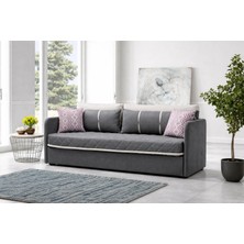 Meşe Home Siesta Fonksiyonel Kanepe Koltuk Metal Bazalı Yataklı Süngerli Gri Plastik Ayaklı