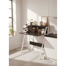 Ayz Piyano Çocuk Çalışma Masası Oyuncu Masası Mutfak Masası Makyaj Çok Amaçlı Masa Beyaz - Siyah