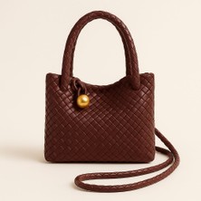 NOÁ Woven Luxe Mini Örgü Kadın Omuz Çantası – Bordo