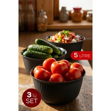 Vienev 3'lü 5 Litre Plastik Karıştırma ve Saklama Kase Seti Antrasit