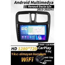 SBAID Renault Dokker 2013-2023 Uyumlu 6gb Ram 128GB Rom Android Kablosuz Carplay Kamera Navigasyon 9 Inç Ekran