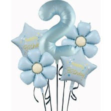 Parti Sürprizi Mavi Happy Birthday 2 Yaş Folyo Balon Set
