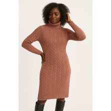 Deep Beach Saç Örgü Detaylı Triko Elbise