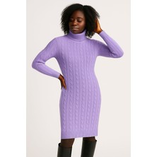 Deep Beach Saç Örgü Detaylı Triko Elbise