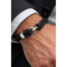 Herşey Nota Shadow Knot – Hakiki Deri Örgü Çelik Detay Erkek BILEKLIK50-677