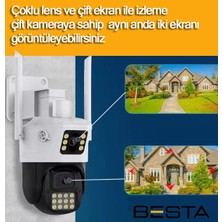Besta Dış Mekan Çift Kameralı Gece Görüşlü Full Hd Ip Akıllı Güvenlik Kamerası Ptz Güvenlik Kamerası BB-1729